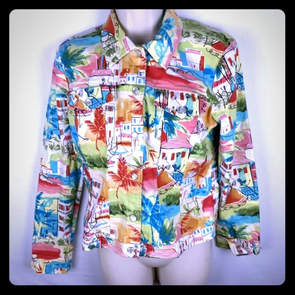 Norm Thompson Womens Small Jacket Denim Colorful